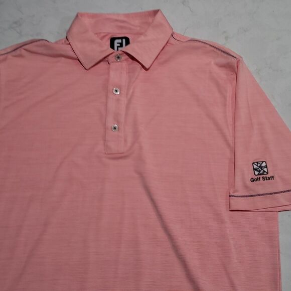FootJoy Other - FootJoy ProDry Lisle Salmon Pink White Stripe Golf Staff Polo Logo Stretch NWOT